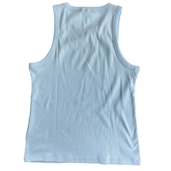 NWT J.Crew Factory High Neck Ribbed Tank Top Women's XXL Blue Breeze Stretch - Picture 4 of 5